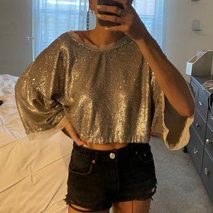 BNWT Free People gold sequin top
